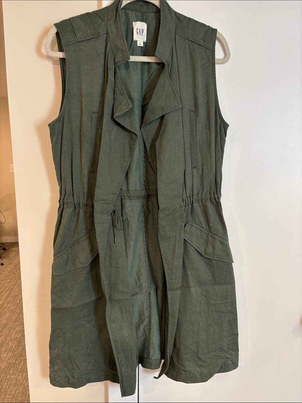 GAP Olive Green Sleeveless Utility duster vest